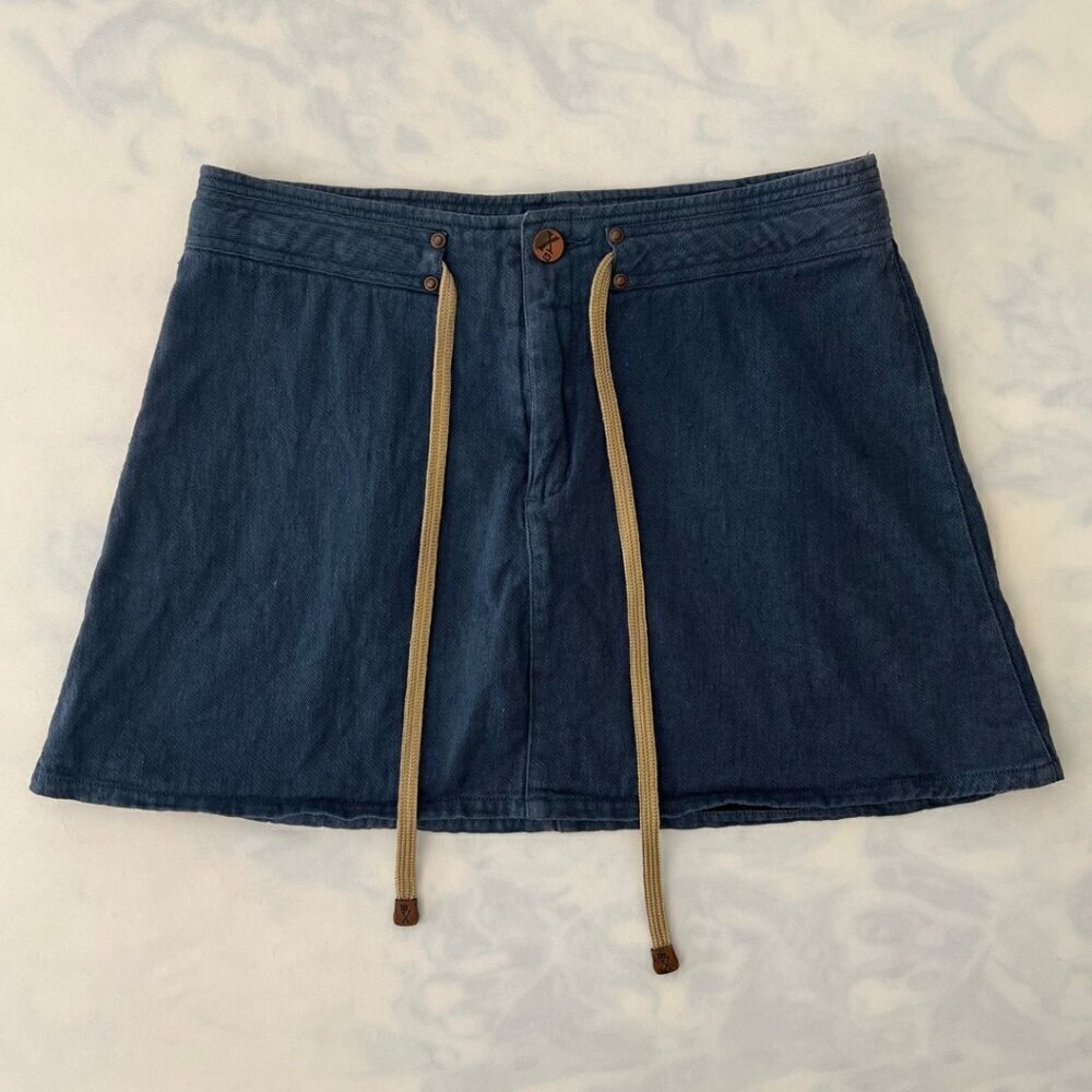 GX Know Who You Are Linen Cotton Navy Drawstring Skirt